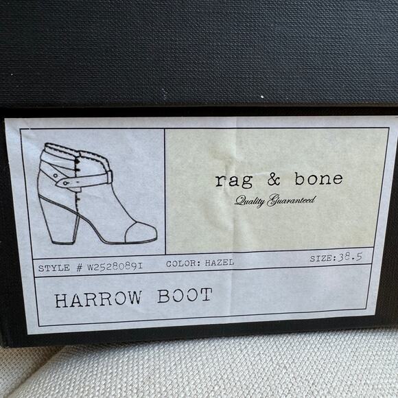 Rag & Bone Harrow Nubuck Suede Ankle Boots Block Heel Hazel EU 38.5/ 8.5 US - Picture 12 of 12